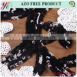 Black and White Small Flowers in Organza and Sequin Lace Fabric Embroidery for Garment thumbnail-3