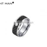 Smooth and comfortable pure tungsten steel black carbon fiber ring