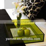 Green Serving Factory Acrylic Trays Wholesale With Handle thumbnail-1