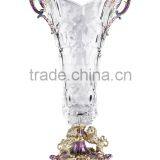 RORO Extreme Fortune Enamel Home Decoration Lion Pewter Design Decorative Crystal Vase Pewter Vase