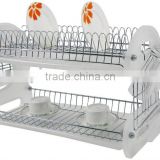 large capacity 2 tier dish rack with plastic side holder
