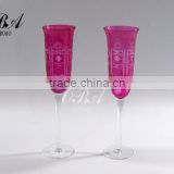 Cute hand carved champagne flutes, High quality goblet for home/hotel/bar