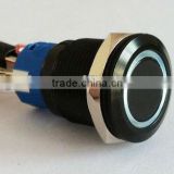 Ring Illuminated black color latching Push Button Switch 19(dia.19mm)