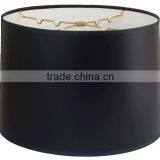 Homespun Linen Hand Rolled Edge Shallow Drum Black Lampshade thumbnail-1