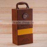 Chinese Factories Wholesale Custom Luxury Leather Wine Box, Brown Gift Box