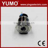 Hot Sale LA19JSF ROHS 19mm Flat Round With Dot LED IP65 Momentary or Alternate Pin Terminal 5A/250VAC no nc Push Button Switch thumbnail-1