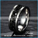 High Quality Mens Black Smooth Titanium Stainless Steel Biker Ring thumbnail-4