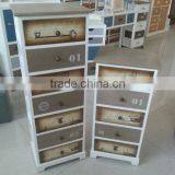 European Style Printing Design Colorful Antique Bedside Table Wood Storage Cabinet thumbnail-1