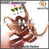 Genuine Leather Big Dog Muzzle Mesh Adjustable Dogs Muzzle Read Leather Muzzle Dog Anti Bites Bark thumbnail-1