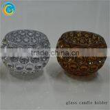 Elliptical Broken Silver Plating Glass Candle Holder thumbnail-2