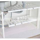 2 Tier Expandable Adjustable Under Sink Shelf Storage Shelves Kitchen Organizer thumbnail-1