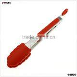 14009 Kitchen and Barbecue Grill Tongs Silicone BBQ Cooking Stainless Steel Locking Food Tong Salad Tongs thumbnail-1