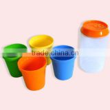 plastic water bottle with 4 cups