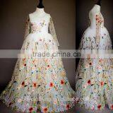 2017 New Party Embroidery Dresses Floral Flare Flower Embroidered Dresses For Girls thumbnail-2