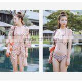 Floral Print Three Pieces Bikini Sets Girls Sexy Beach Wear thumbnail-3