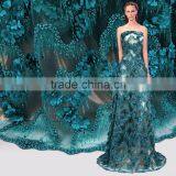 3D Beaded Embroidery Lace Fabrics Gold Yellow French Lace Fabric 2017 thumbnail-3