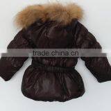 Cute Girls Brown Color Faux Fox Fur Collar Down Jacket thumbnail-2