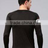 Black Striped Round Neck Rapid Dry T-Shirt Striped Style Waist Length Tee Round Neck Long Sleeves Anti-Microbial Moisture Sport thumbnail-4