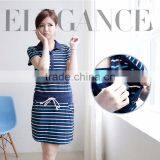 Maternity Dress Black and Blue Strips Atheleisure Nursing Clothing Breastfeeding Skirts thumbnail-1