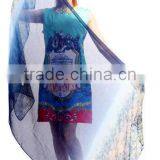 Fashion Women Chiffon Scarf Floral Print Drive Travel Shawl Beach Style Slik Wrap Pashmina thumbnail-6