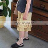 Khaki Linen Ruffle Pants 3 Layers Ruffle Baby Trousers 2 Year Old Girl Pants thumbnail-3