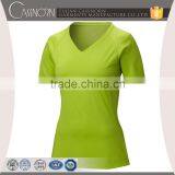 Good Quality Colorful Plain v Neck Wholesale Short Sleeve Women t Shirt thumbnail-4