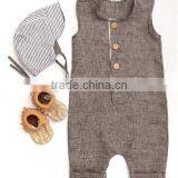 Button-up Linen Baby Boy Romper Summer Toddler Clothing Trendy Baby Clothes Modern Designs thumbnail-1