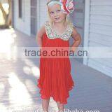 2017 Christmas Dress Chiffon With Gold Sequin Collar Dress Baby Kids Summer Dress thumbnail-5