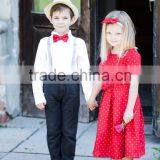 Kids Clothing Wholesale 2016 Fashion Polka Dots Printed Kids Beautiful Model Dresses Sister And Brother Matching Clothing thumbnail-2