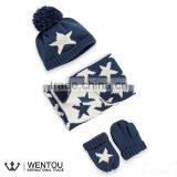 Wholesale Cotton Knitted Scarf Hat Gloves Baby Winter Warm Set thumbnail-3