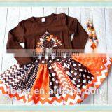 Wholesale Thanksgiving Day Turkey 2016 Child Clothes Girls Turkey Top and Polka Dots Dress Children Outfits thumbnail-1