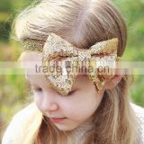 New Fashion Gold Sequin Bow Headband For Girl Pretty Girl Adornment Kids Wear HA90429-9