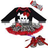 Baby Xmas Black Red Leopard Pirate Skull Long Sleeves Bodysuit Jumpsuit Pettiskirt Headband Crib Shoes NB-18M thumbnail-1