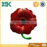 NEW Poppy Brooch Four Petal Red Enameled Gold Tone Pin Remembrance Day thumbnail-1