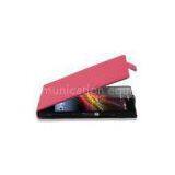 Lychee Pattern Flip Cover L36h Sony Cell Phone Case Cover Shock Resistant