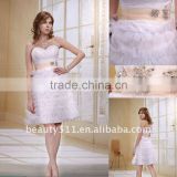 Astergarden Fashionable New Style Sweetheart Skirt with sash mini white wedding prom cocktail dress AS025