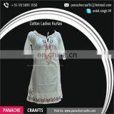 Hot Selling Embroidered Designer Cotton Ladies Kurtis thumbnail-5