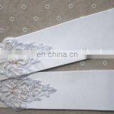 Pretty and Elegant Long Finerless Wedding Gloves White & Ivory Appliqued With Sequins& Ruffles Pearl Beaded Satin Bridal Gloves thumbnail-2