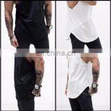 Wholesale Custom Logo Gym Fitness Hooded 3panels Drop Armhole Cotton Men Tank Top thumbnail-3