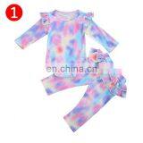 Infant Baby Girl Boy Clothes 0-18M Lovely Tie-dye Printed 5 Colors Long Sleeve Romper Tops+Ruffles Tutu Long Pants 2Pcs Set thumbnail-3