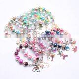 Children Fairy Tale Bracelet Mermaid Unicorn Ice-cream Charms Girl Bracelet Pendants 12Colors thumbnail-1