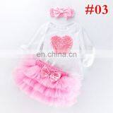 3PCS SET Baby Outfit RED HEART ROMPER & 6LAYER TUTUS SKIRTS & BOW HEADBAND Valentines Day Kids Clothing Set thumbnail-3