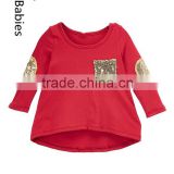Pictures of girls cotton tops long sleeves sequin fabric swing tops