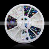 Nail jelly drill turntable peach heart black AB jelly color Nail Rhinestones Flat Bottom Round 3D Manicure Decoration