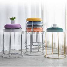 High Quality Luxury Nordic Round Gold Metal Modern Stackable Dining Stool Chair Metal Living Room Chairs thumbnail-2