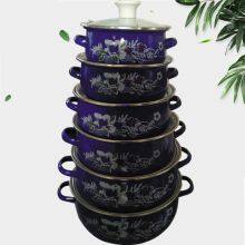 bule enamel cookware/enamel casserole sets with enamel lid wholesale