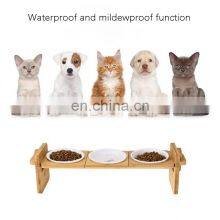 High Quality Low Price Wholesale Bamboo Pet Puppy Cat Drinking Water Food Bowls & Feeders Dogs Easy 2 in 1 Wood Stand thumbnail-3
