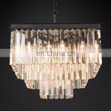 1920s Odeon Square Tier Brass LED Crystal Chandelier Modern Design for Dining Living or Bedroom for Villa Ceiling Decor thumbnail-3