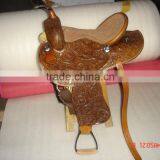 Leather Hand Carved Horse Western Saddle thumbnail-1