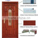 New Modern Design Mutil Panels Entry Doors Wood Door With Art Glass in Guangzhou thumbnail-2
